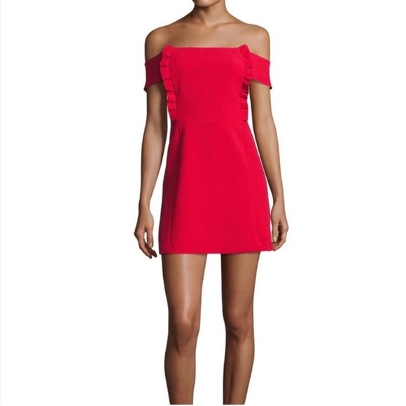 NWT BA&SH Red Mini Off The Shoulder Strapless Dress Size 2 Medium Womens Size 8 - Picture 1 of 6